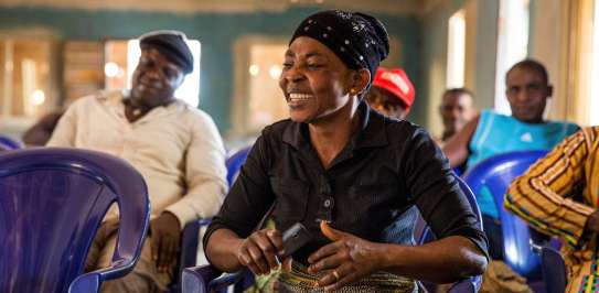 Theresa Nnatoanya sat amongst a group of other protesters