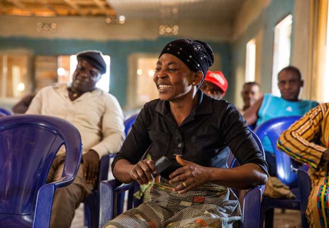 Theresa Nnatoanya sat amongst a group of other protesters