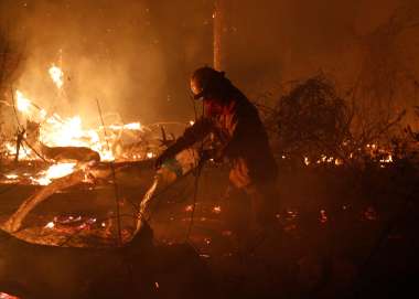 Firefighters tackle the blaze in the Amazon Rainforest