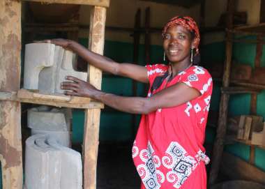 Zeritu with the new improved cook stoves in southern Ethiopia. 